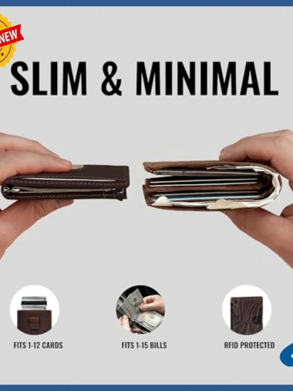 Slim RFID Blocking Leather Wallet with Money Clip - Front Pocket Bifold Holds